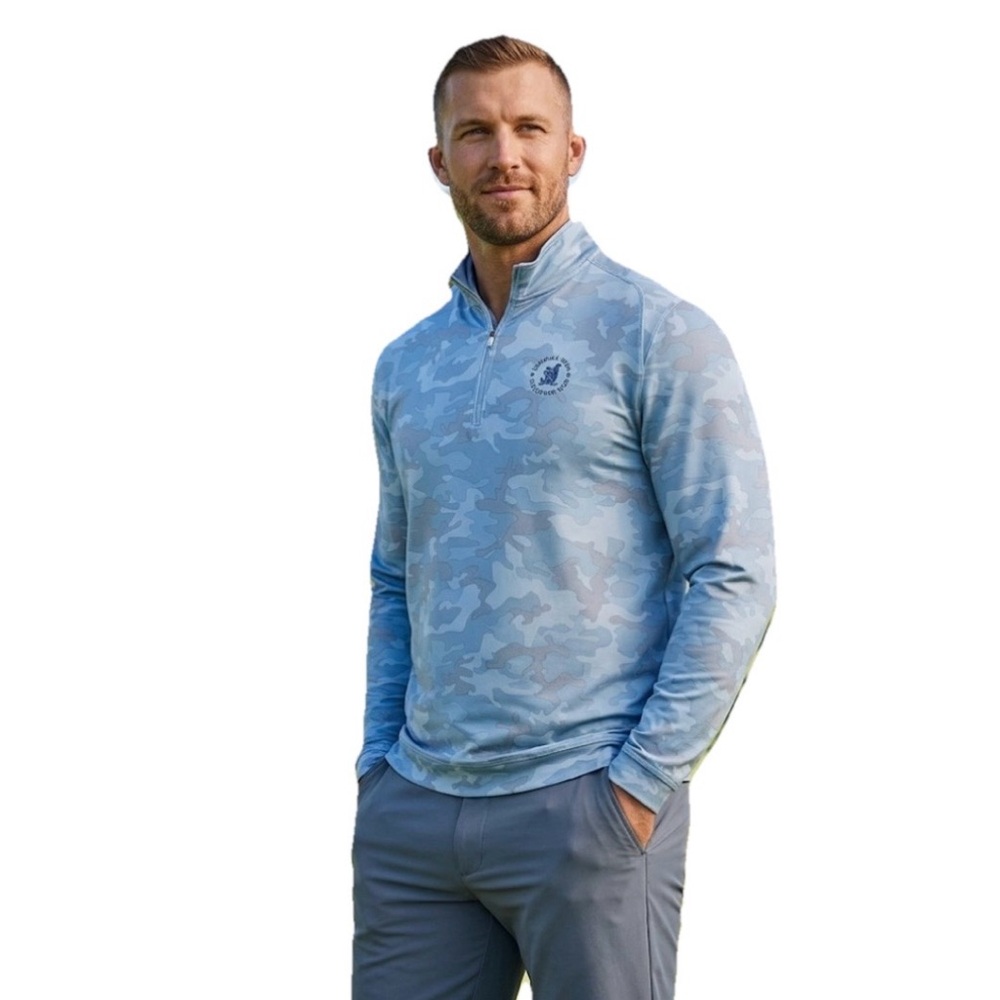 johnnie-O US Open Lake Blue/Camo Titan Quarter-Zip Pullover Men's Size Large